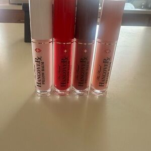 Too Faced Hangover Pillow Balm Set - Pink, Red, Brown, Cream Lot of 4 Brand New